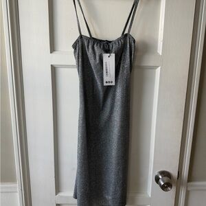 Boohoo Silver Metallic Mini Dress